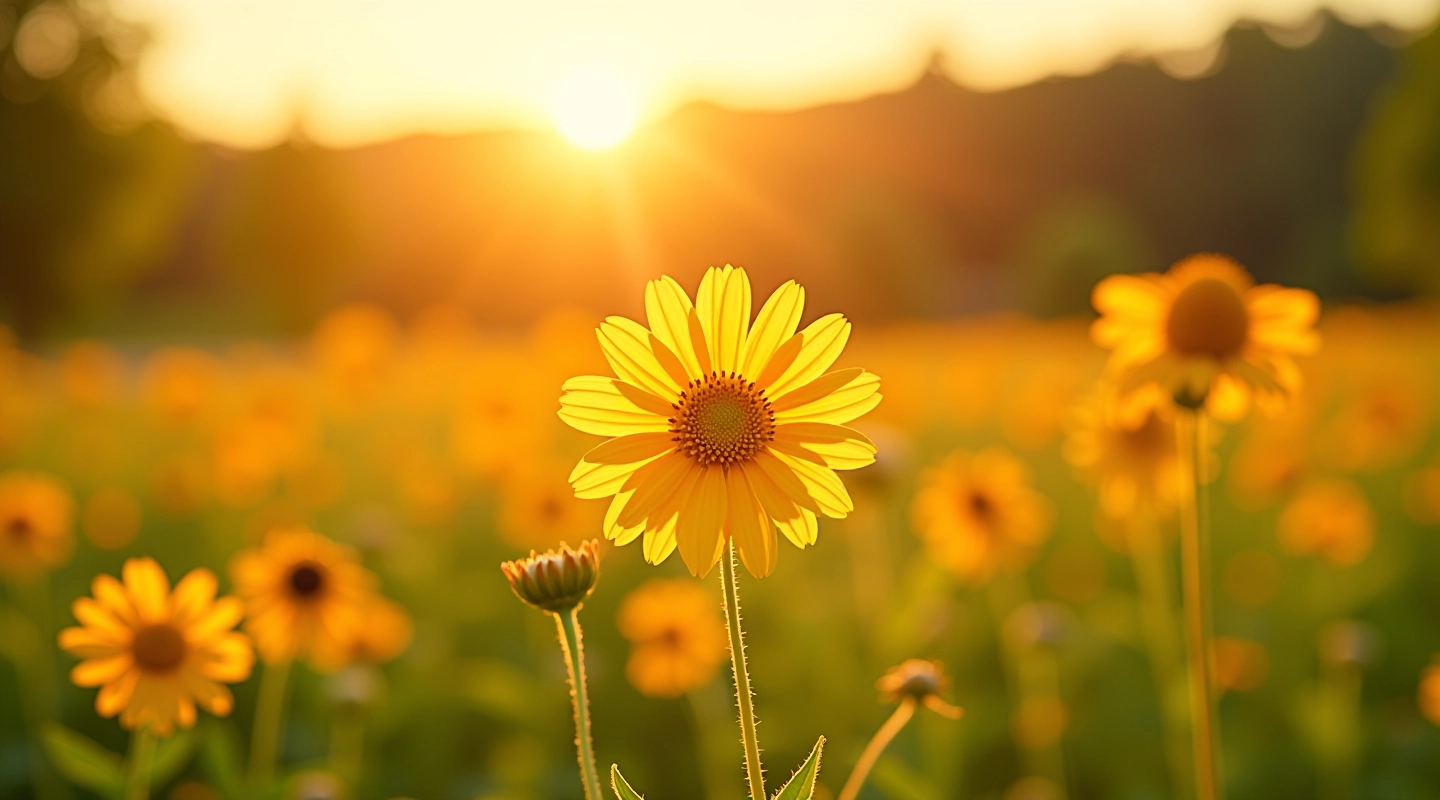 Lush wildflower meadow in silvtrade with vibrant blooms in natural sunlight